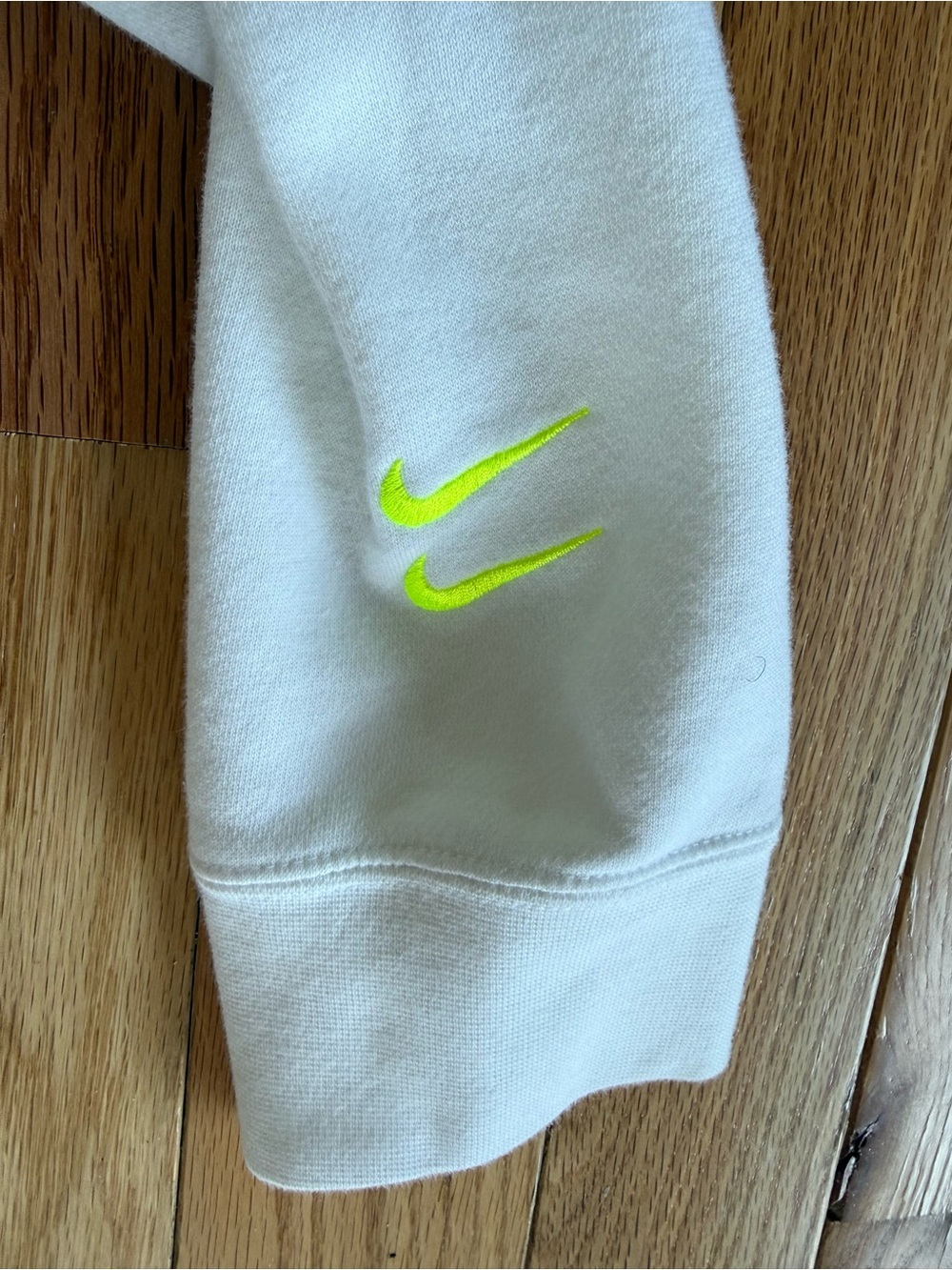 White Crewneck Sweatshirt with Blue Sleeve Text - Nike - Picture 6 of 6
